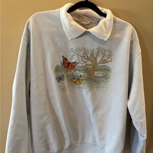 Plus size Vintage Women's Sweater with Butterfly and Tree Design